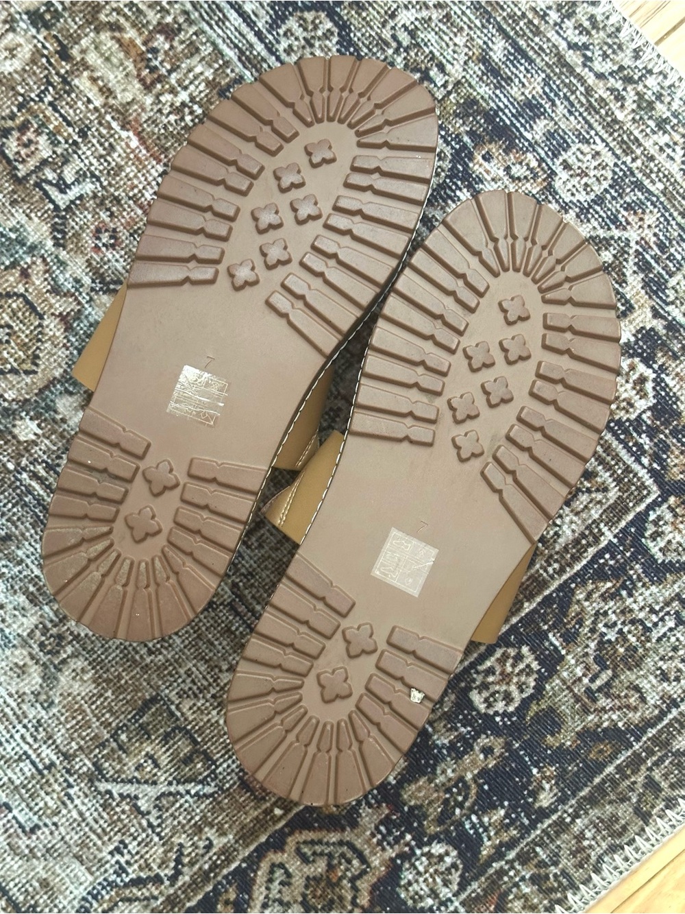 Women's Tan Double-Strap Platform Slide Sandals - Picture 4 of 5